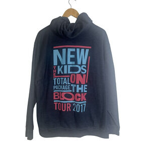 New Kids On The Block Hoodie Mens Large Navy Full Zip Concert Tour 2017 Band